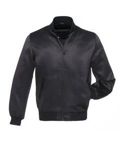Solid Black Satin Jacket View 1