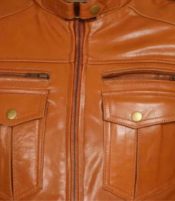 Tan Touring Motorcycle Leather Jacket View 3