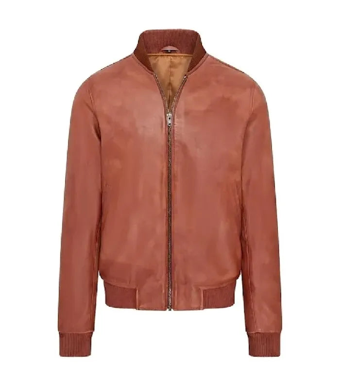 Tan Varsity Bomber Jacket