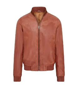 Tan Varsity Bomber Jacket View 1