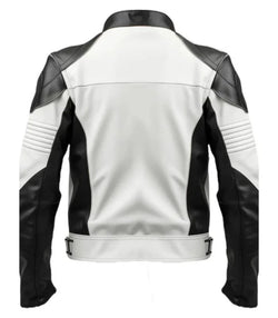 White and Black Two Tone Leather Jacket View 2