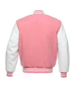 Pink and White Varsity Jacket View 2