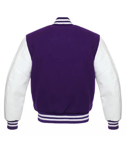 Purple and White Varsity Jacket View 2