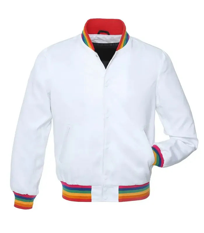 White Rainbow Satin Jacket