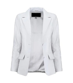Womens White Leather Blazer View 4