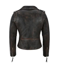 Bronze Black Leather Biker Jacket View 3