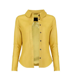 Yellow Shirt-Style Leather Jacket View 2