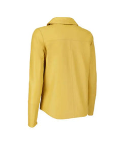 Yellow Shirt-Style Leather Jacket View 3