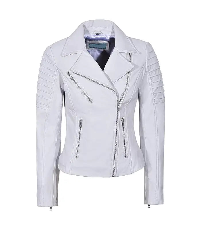 White Leather Biker Jacket