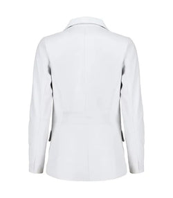 Womens White Leather Blazer View 2