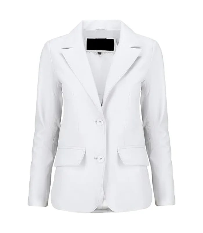 Womens White Leather Blazer