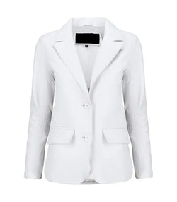 Womens White Leather Blazer View 1