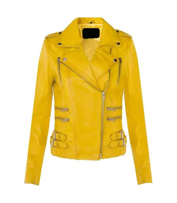 Womens Yellow Classic Moto Jacket