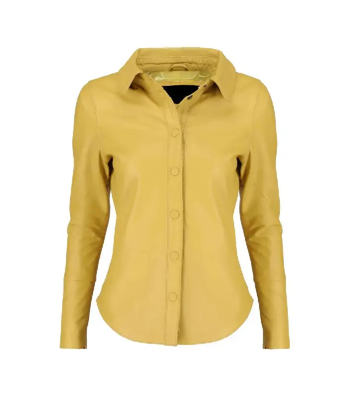 Yellow Shirt-Style Leather Jacket