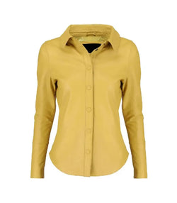 Yellow Shirt-Style Leather Jacket View 1