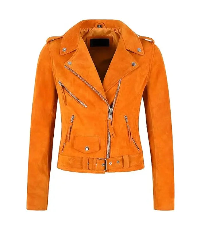 Yellow Suede Leather Biker Jacket