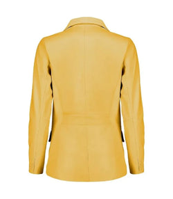 Womens Yellow Leather Blazer View 2